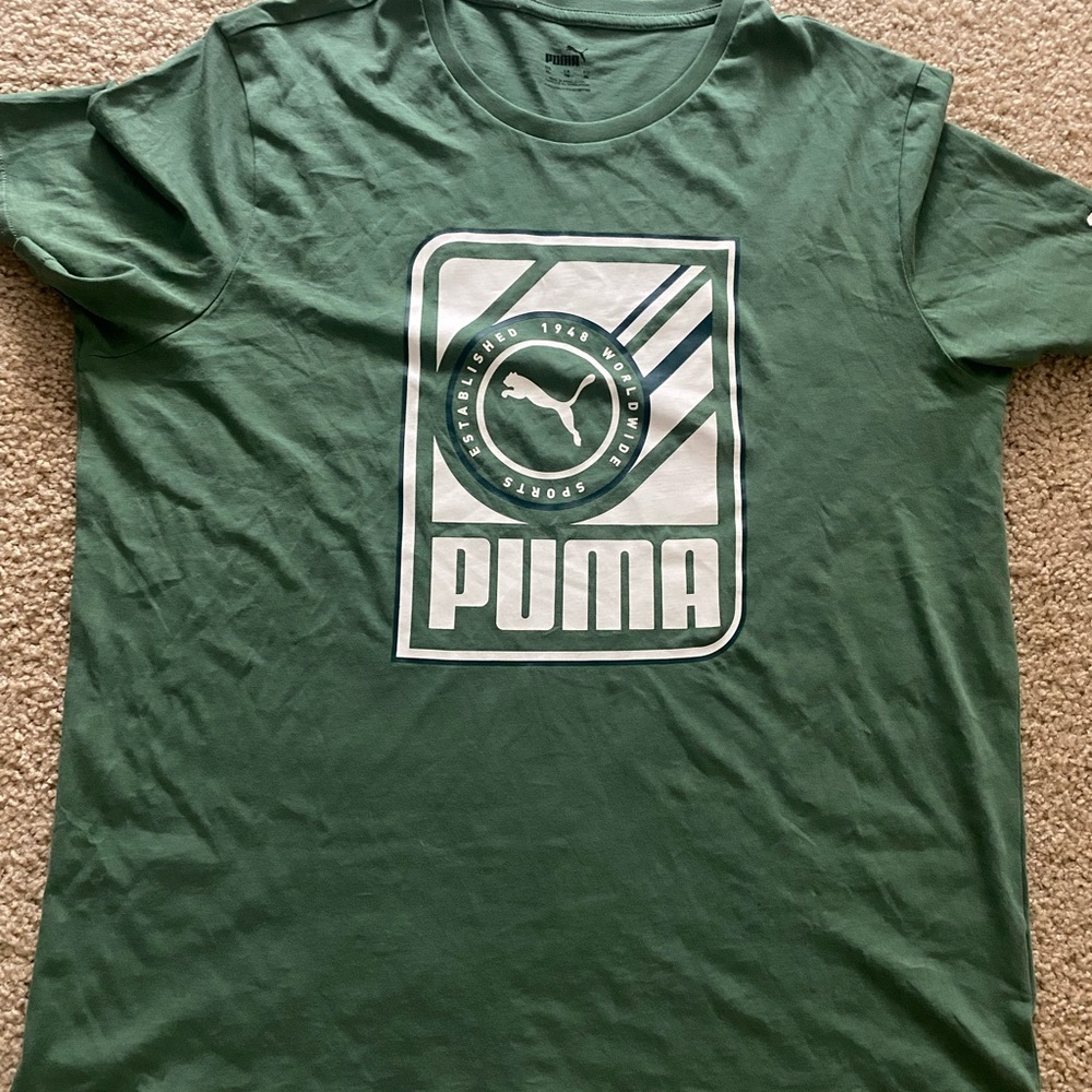 Puma Green Short Sleeve Tee with Bold Logo 100% COTTON